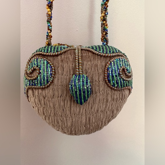 Vintage Mary Frances Beaded Turquoise Multi Color Bird Purse - Picture 2 of 16